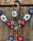 Silver Buckstitch Patriotic One Ear Tack Set  