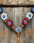 Silver Buckstitch Patriotic One Ear Tack Set  