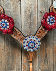Silver Buckstitch Patriotic One Ear Tack Set  