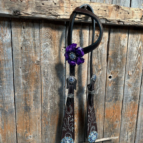 Paisley Purple One Ear/ Breastcollar Tack Set