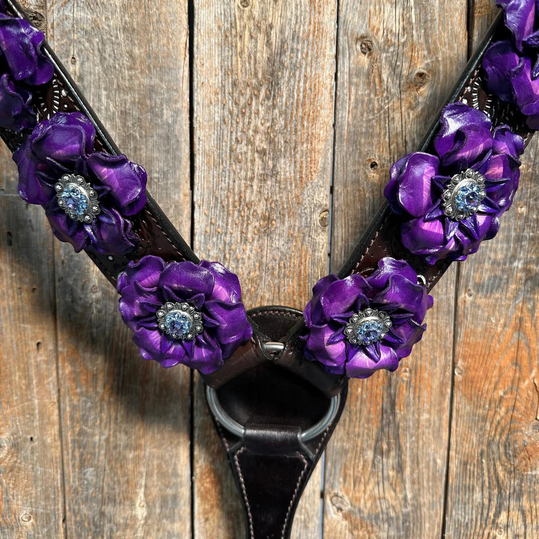 Paisley Purple One Ear/ Breastcollar Tack Set