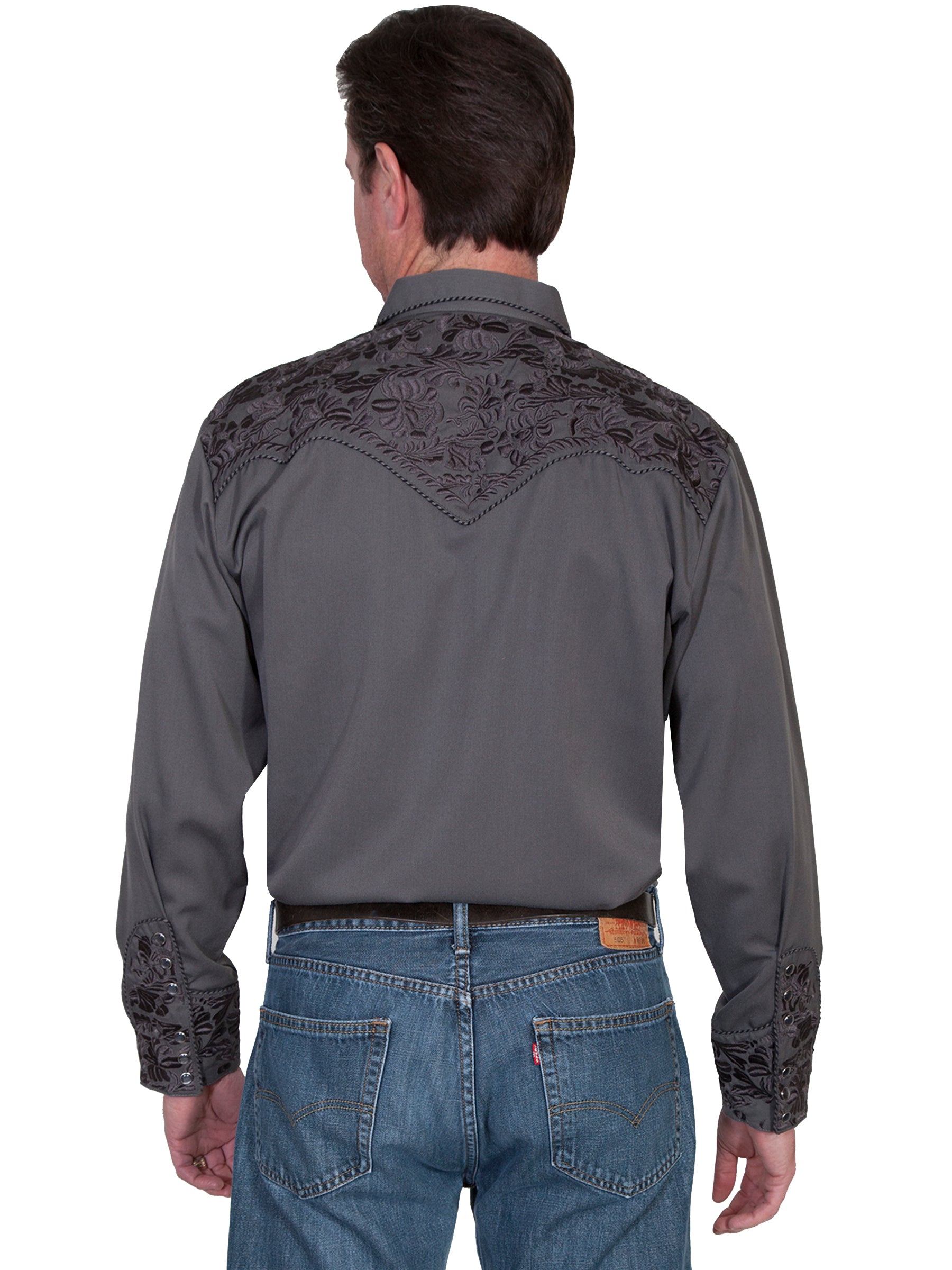 Floral Tooled Embroidery Shirt - P-634