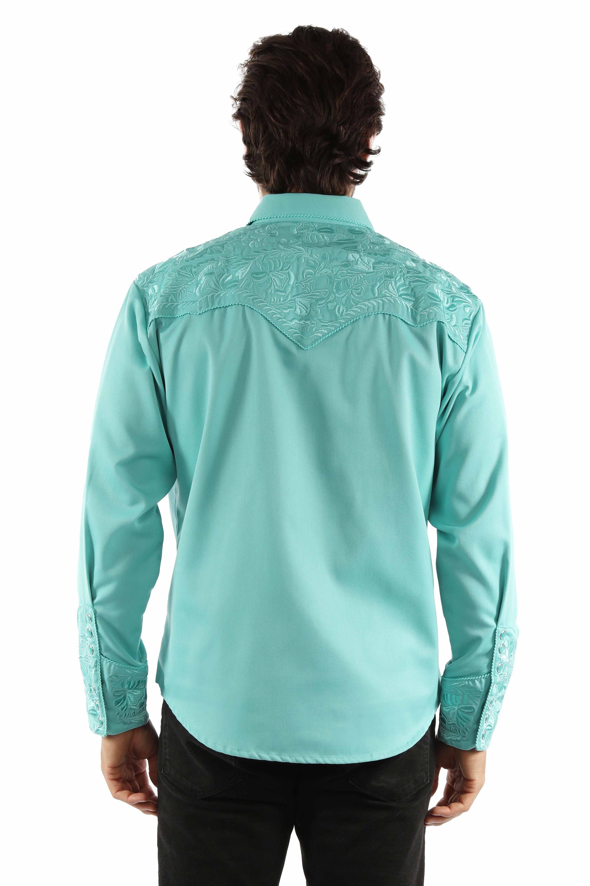 Floral Tooled Embroidery Shirt - P-634