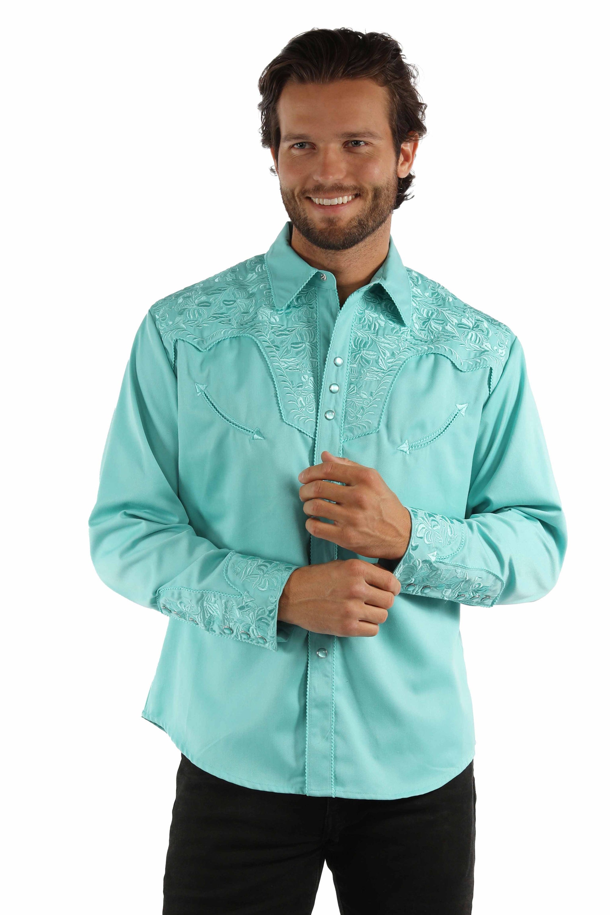 Floral Tooled Embroidery Shirt - P-634X