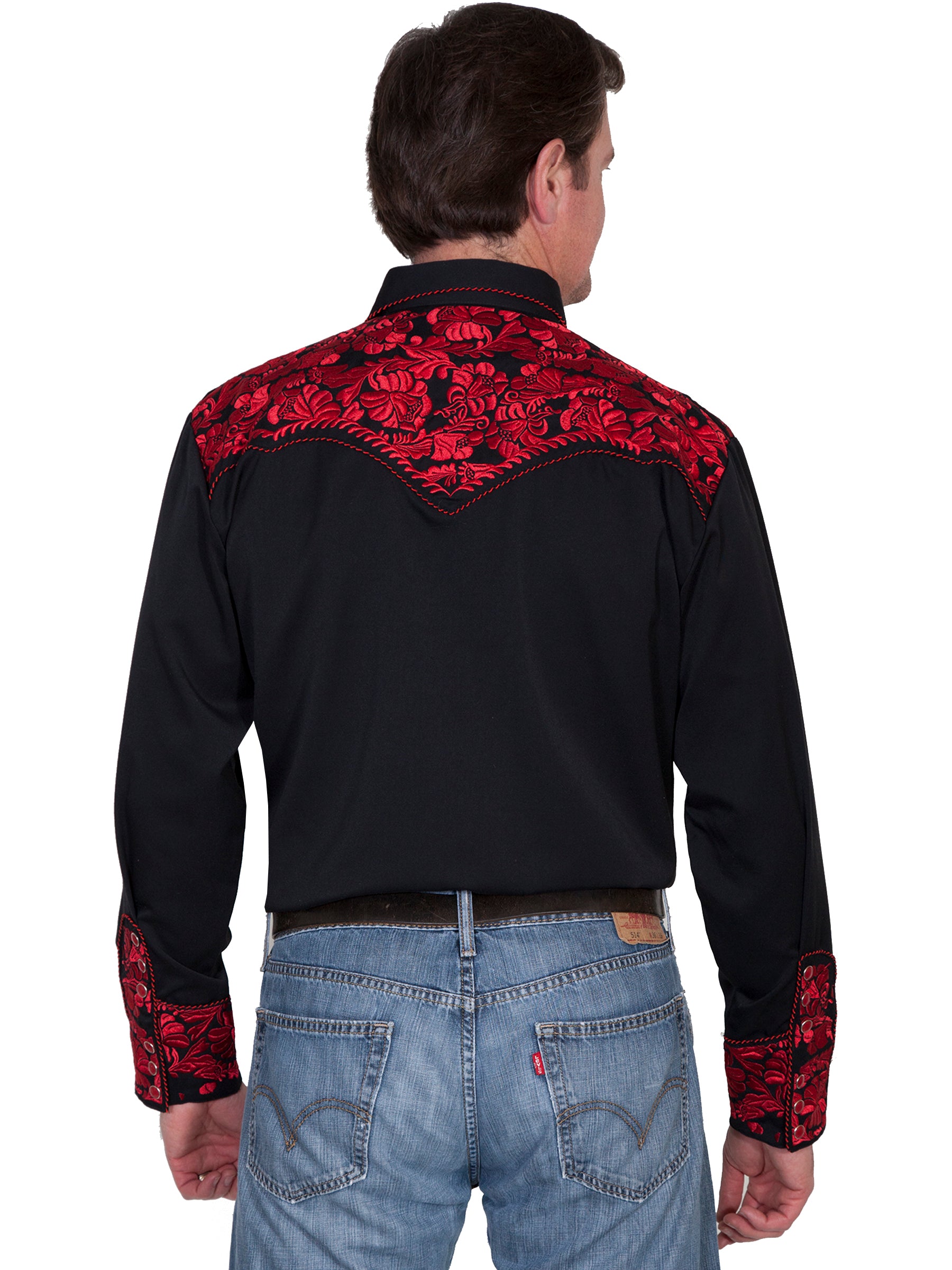 Floral Tooled Embroidery Shirt - P-634