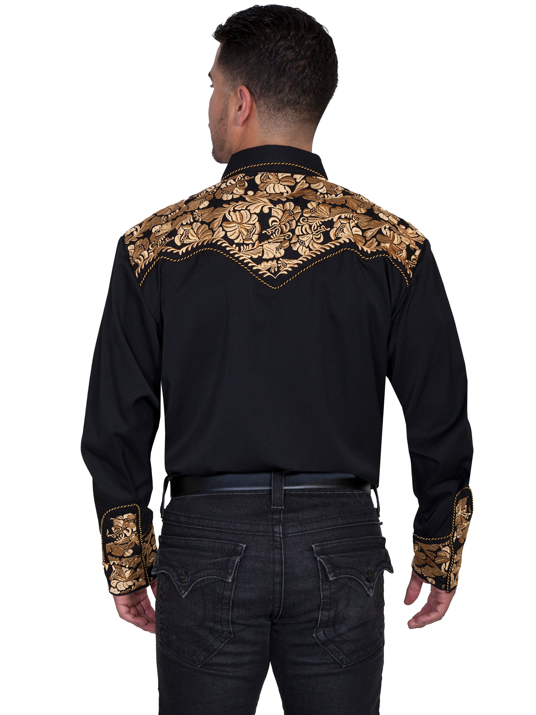 Floral Tooled Embroidery Shirt - P-634