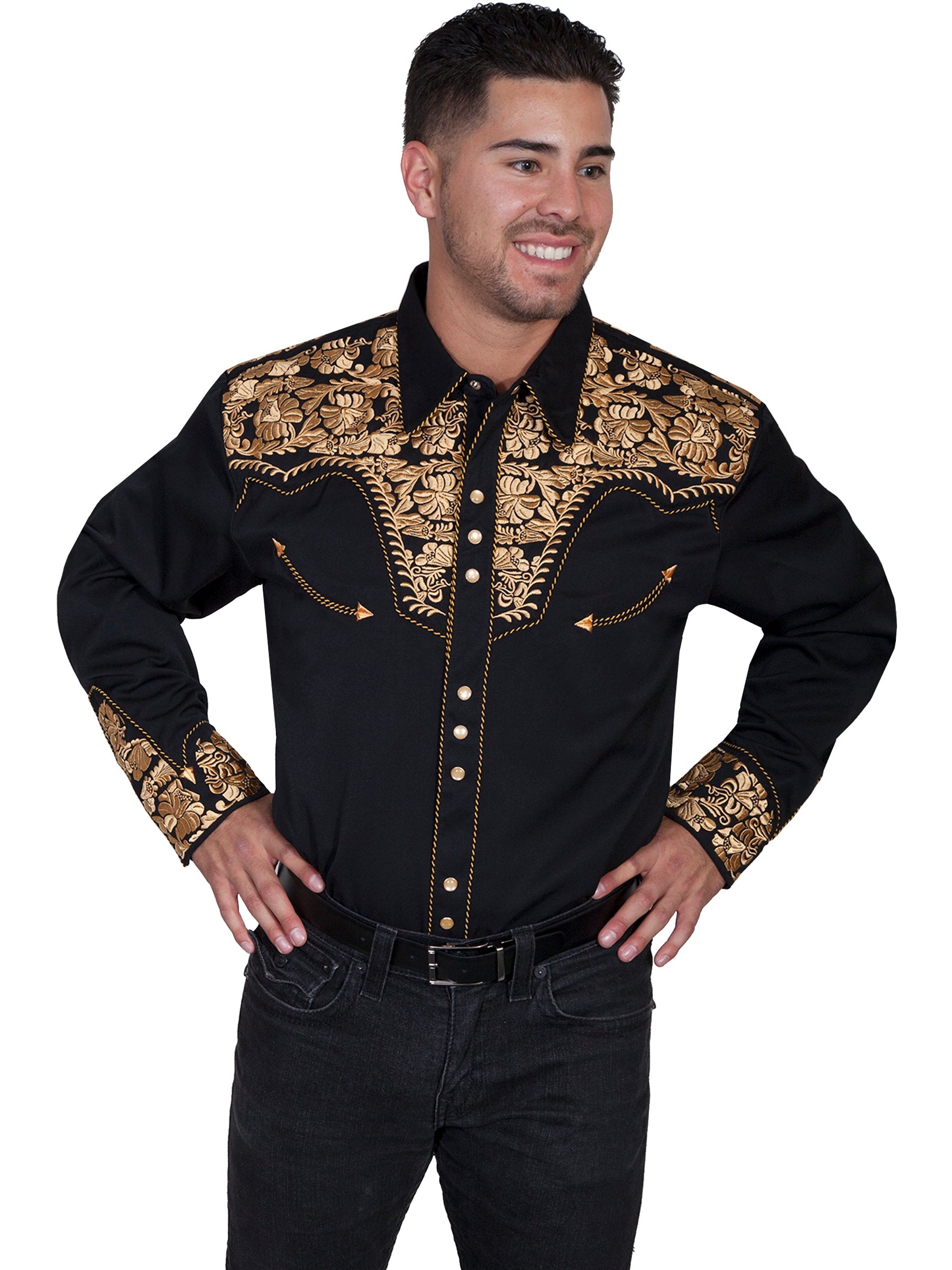 Floral Tooled Embroidery Shirt - P-634X