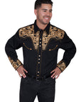 Floral Tooled Embroidery Shirt - P-634