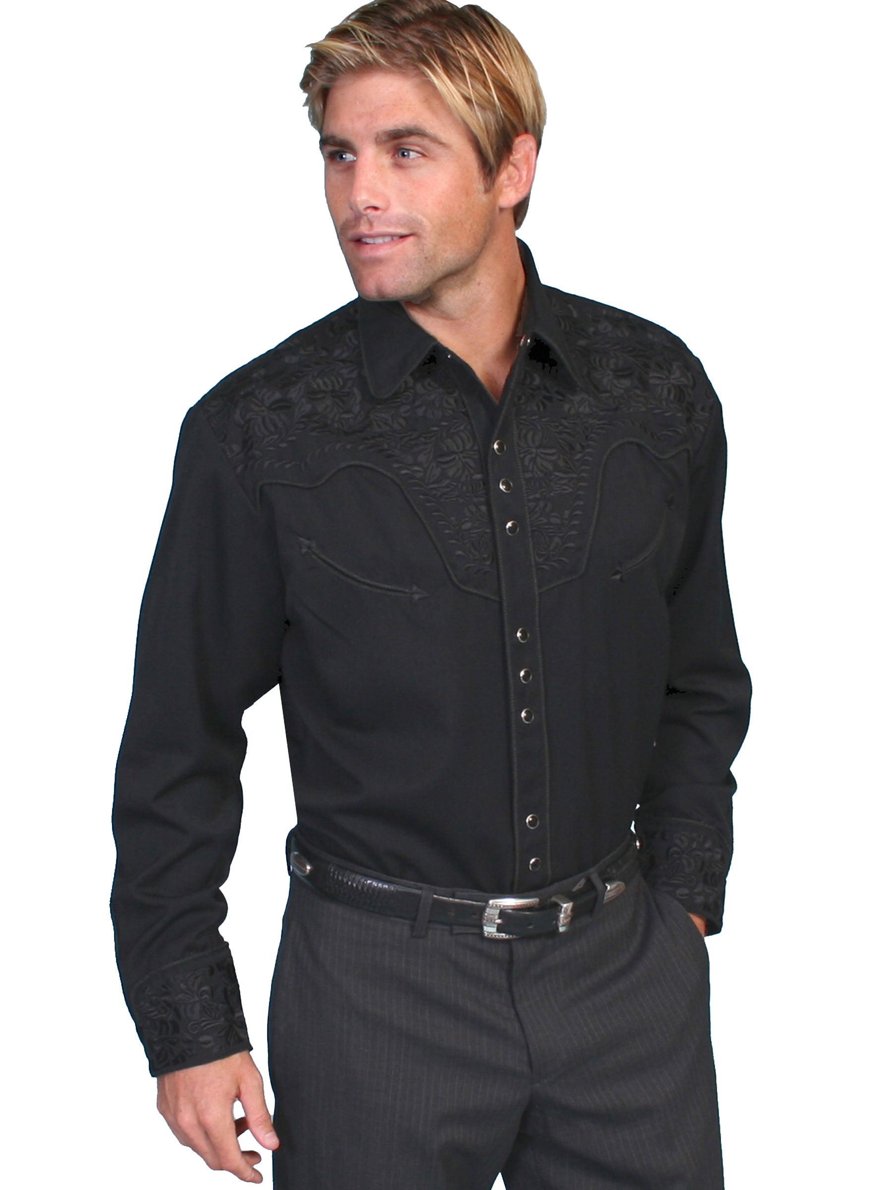 Floral Tooled Embroidery Shirt - P-634X