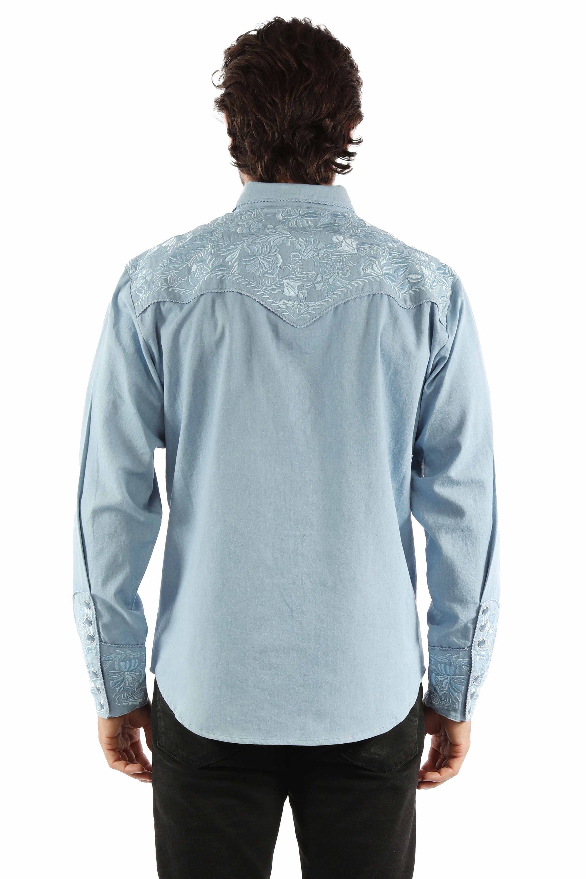 Floral Tooled Embroidery Shirt - P-634