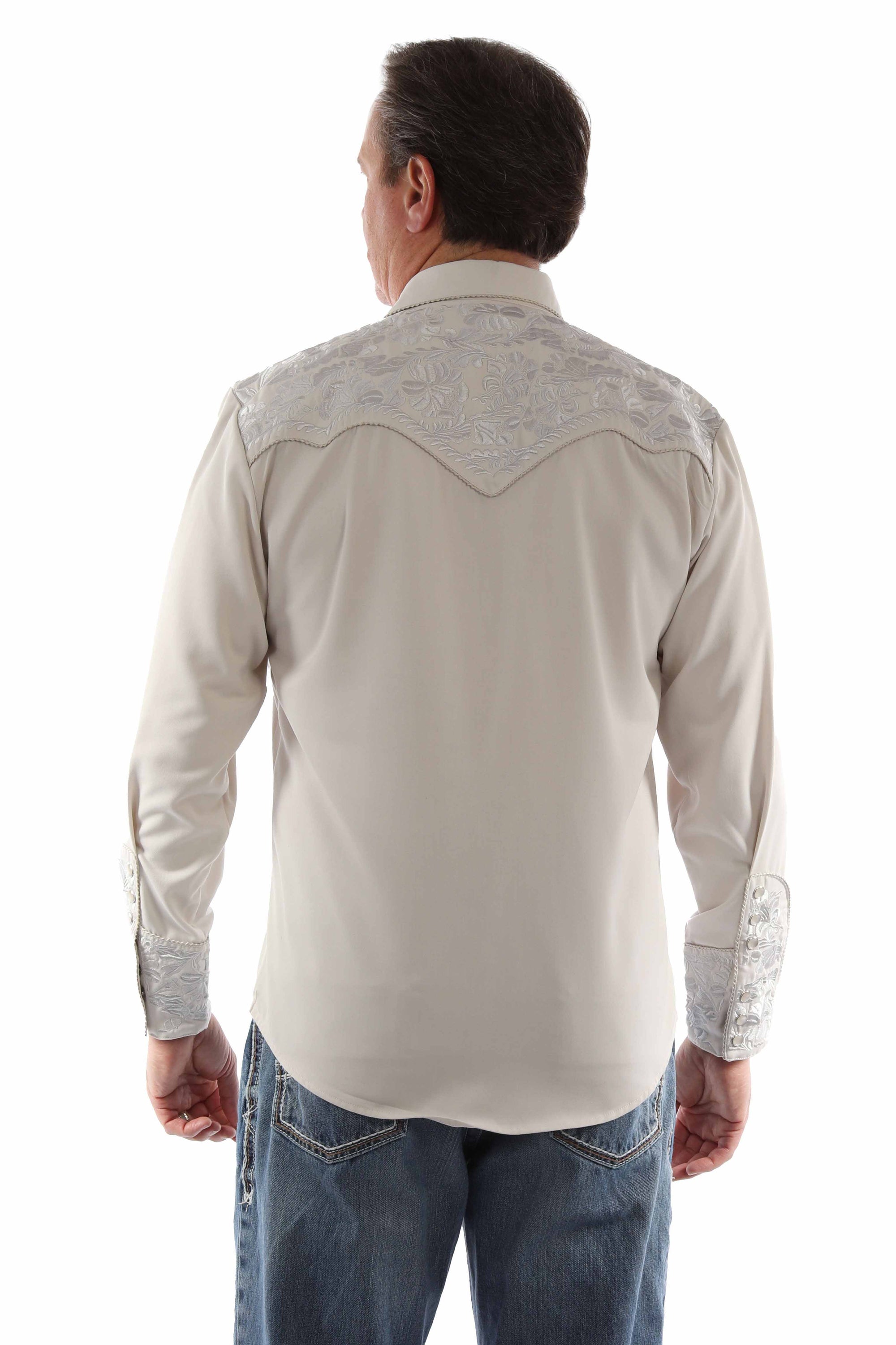 Floral Tooled Embroidery Shirt - P-634