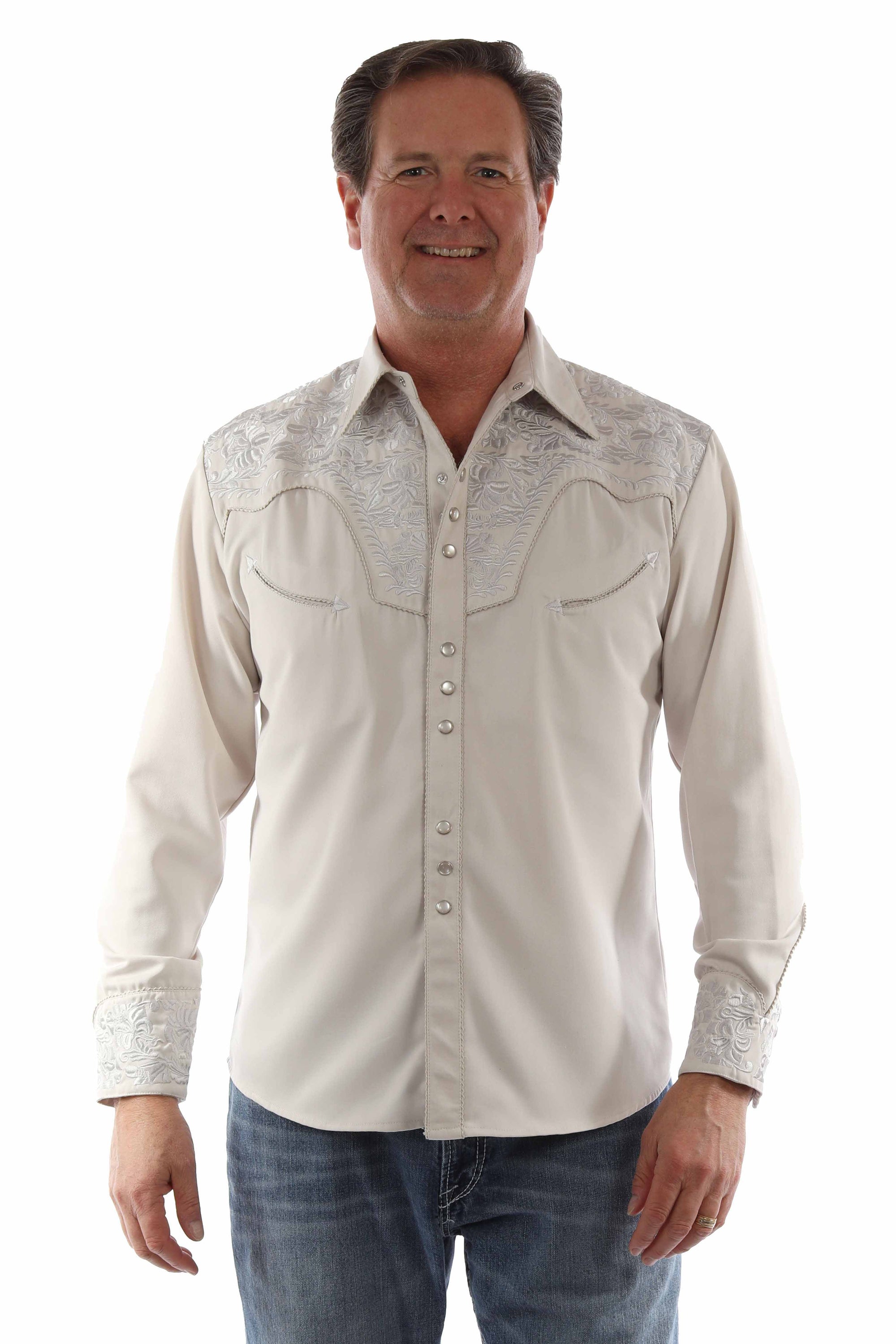 Floral Tooled Embroidery Shirt - P-634