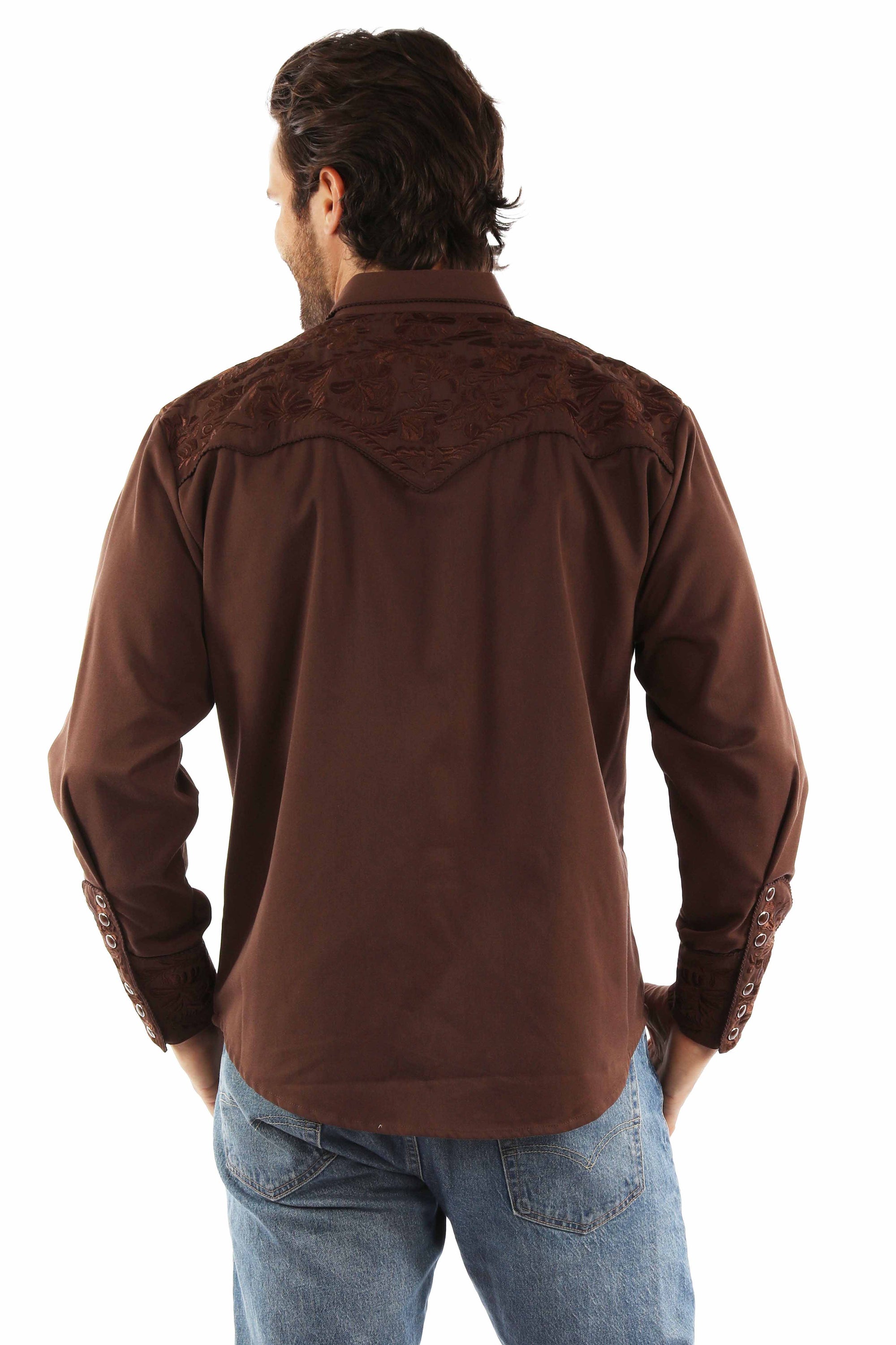 Floral Tooled Embroidery Shirt - P-634