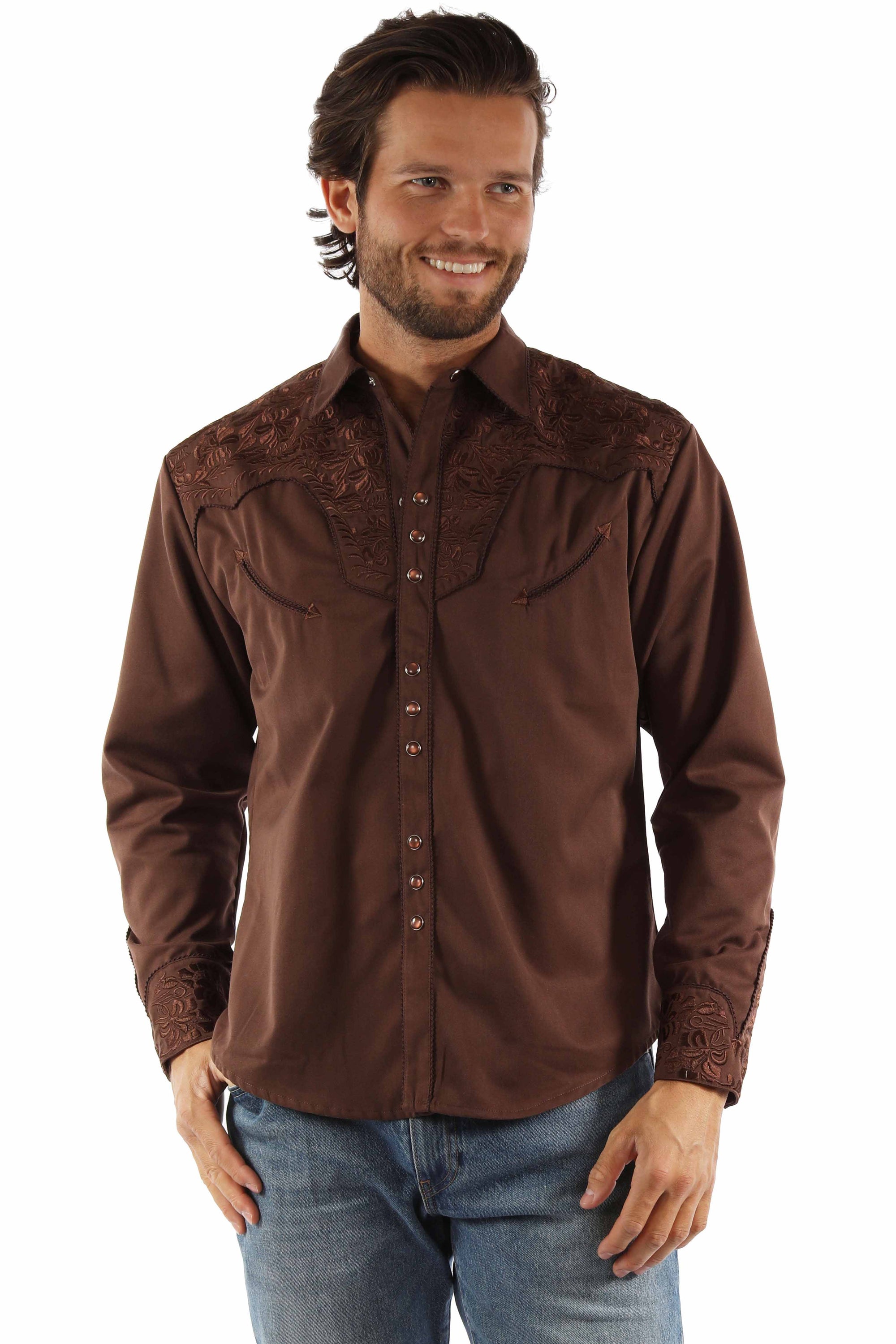 Floral Tooled Embroidery Shirt - P-634