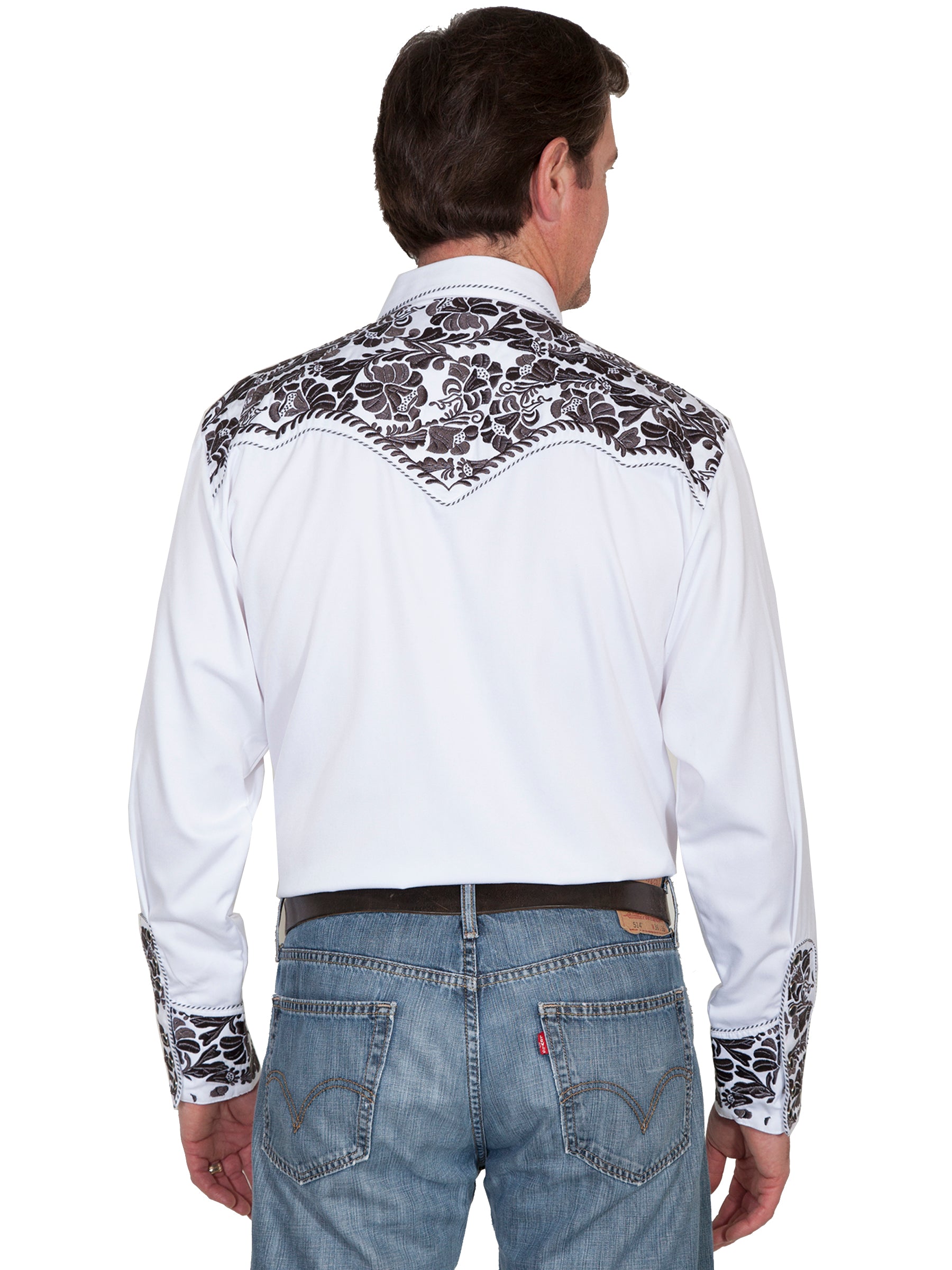 Floral Tooled Embroidery Shirt - P-634