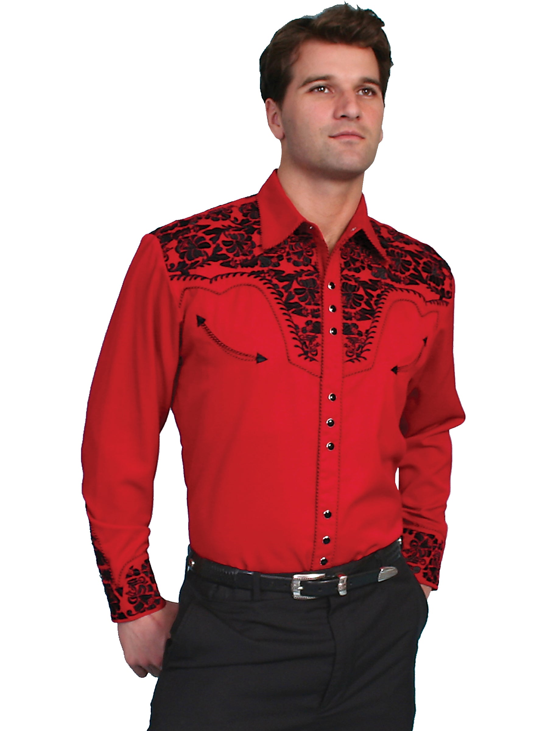Floral Tooled Embroidery Shirt - P-634