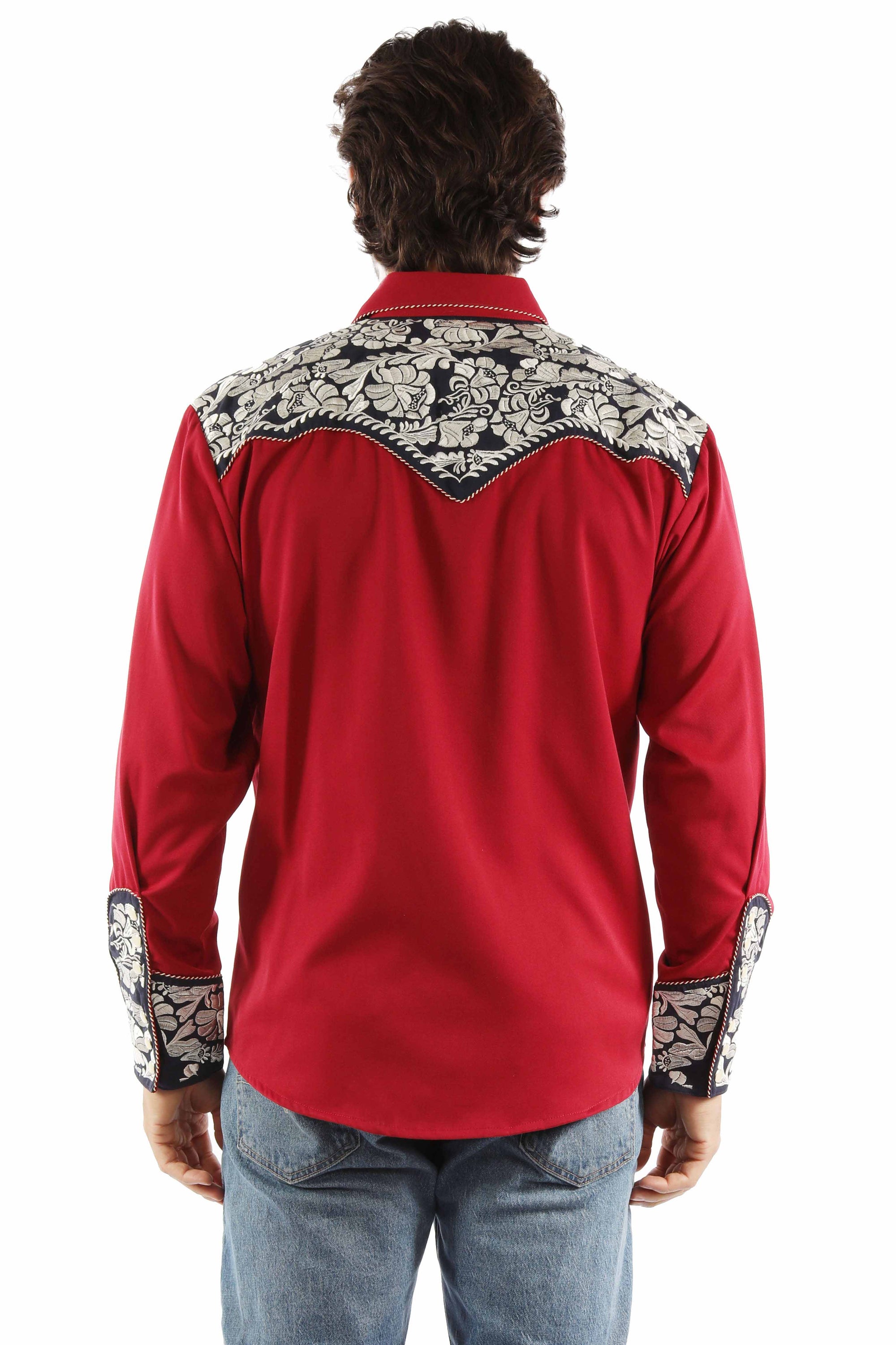 Floral Tooled Embroidery Shirt - P-634