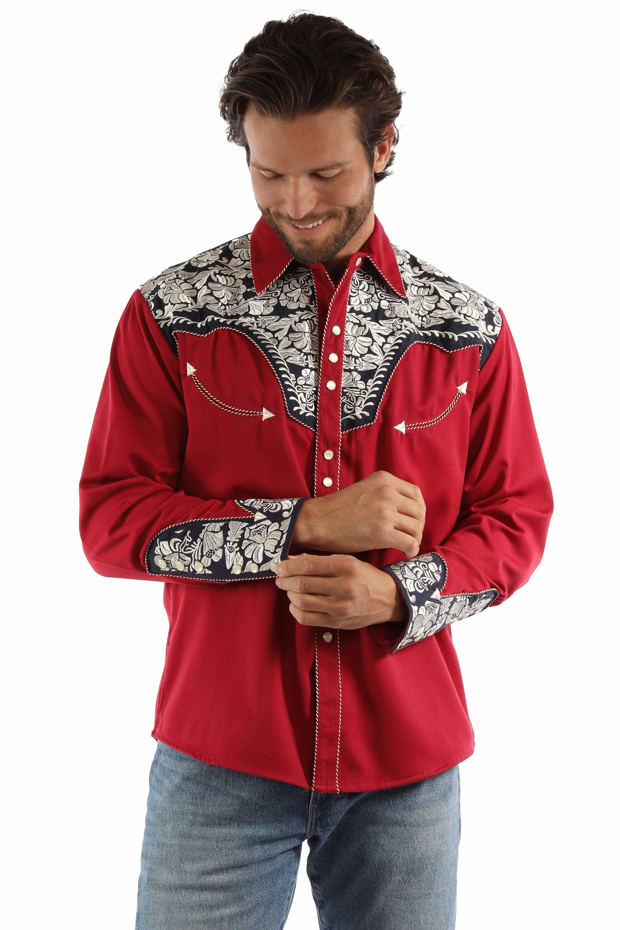Floral Tooled Embroidery Shirt - P-634