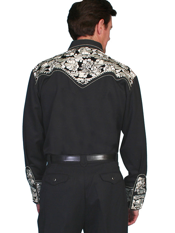 Floral Tooled Embroidery Shirt - P-634