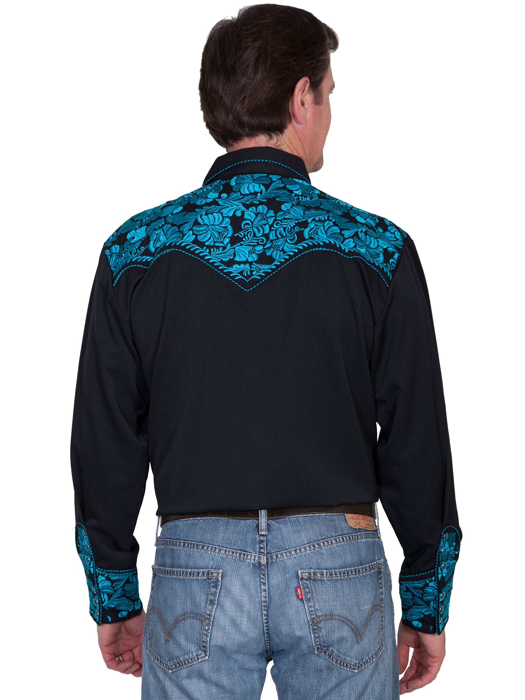Floral Tooled Embroidery Shirt - P-634