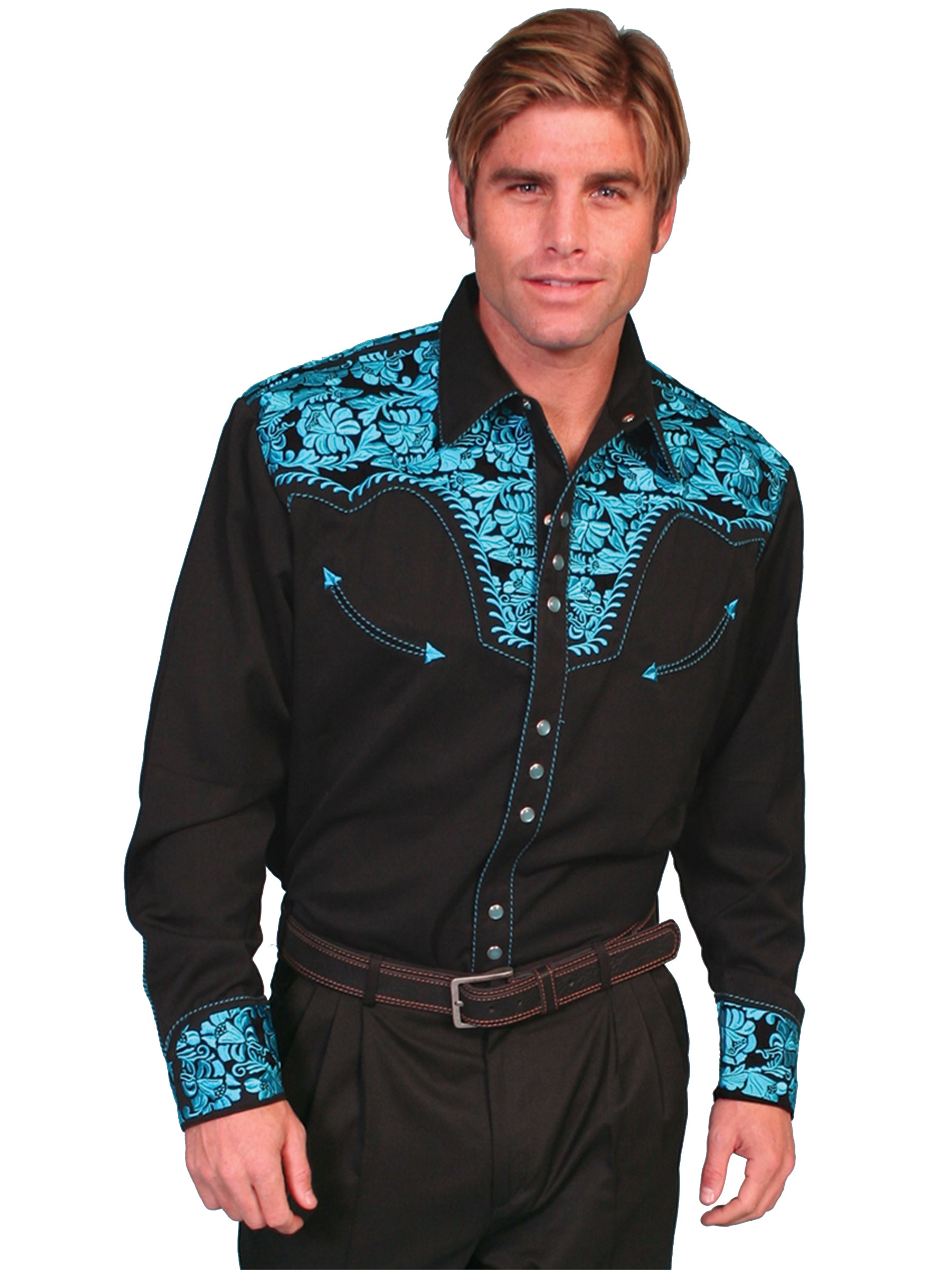 Floral Tooled Embroidery Shirt - P-634