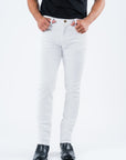 Pax Men's White Slim Stretch Jeans