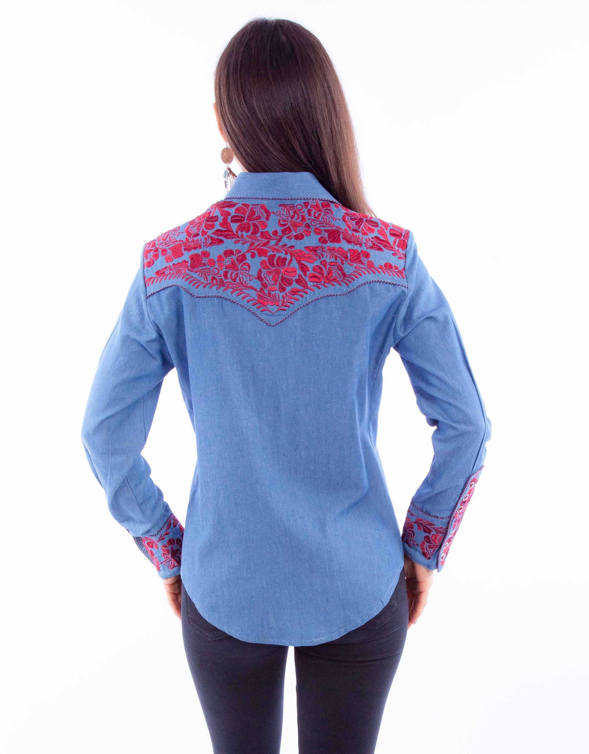 Floral Tooled Emb. Blouse - PL-654