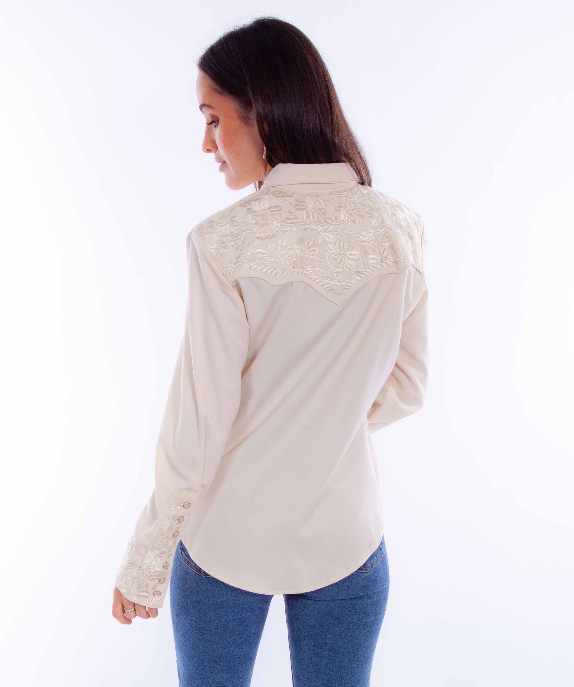 Floral Tooled Emb. Blouse - PL-654