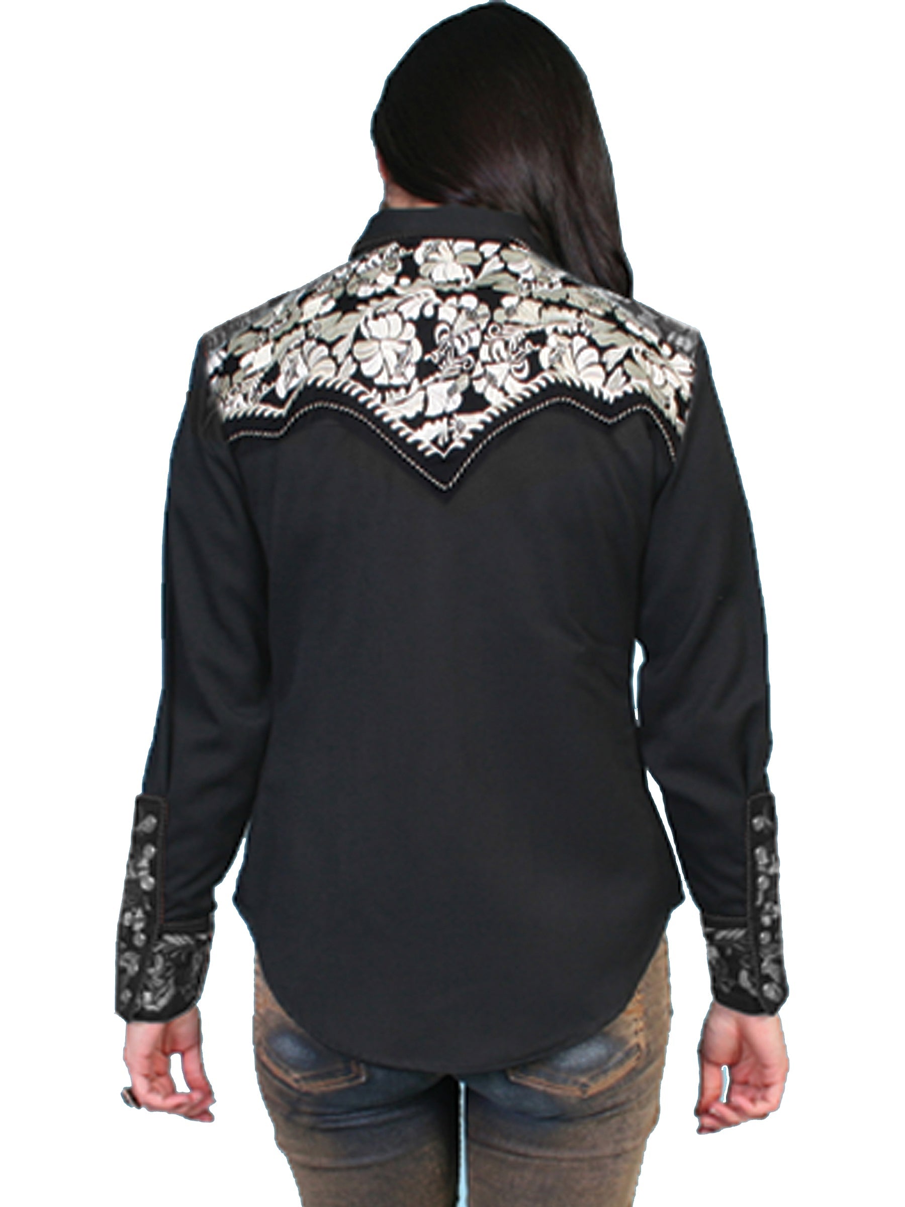 Floral Tooled Emb. Blouse - PL-654
