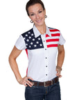 Capsleeve Color Block Blouse - PL-756SS