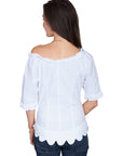 S/s Ruffle Scoop Neck Blouse - PSL-156