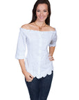 S/s Ruffle Scoop Neck Blouse - PSL-156