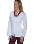 L/s Blouse W/band Collar/bell Cuffs - PSL-187