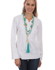 L/s 4 Button Front Blouse - PSL-194