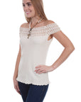 Crochet Embellished Cotton Blouse - PSL-214