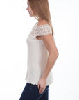 Crochet Embellished Cotton Blouse - PSL-214