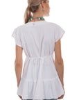Tie Back V-neck Blouse W/ruffle Bott - PSL-223