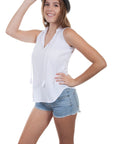 Sleeveless Tie Front Blouse - PSL-228
