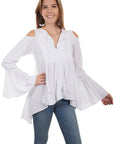 Tie Front Cold Shoulder Bell Sleeve - PSL-230