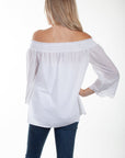 Off Shoulder Eyelet Emb. Bottom Blou - PSL-256