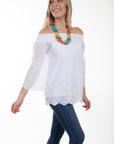 Off Shoulder Eyelet Emb. Bottom Blou - PSL-256