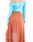 Hi/lo Skirt With Ruffle Bottom - PSL-272