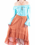 Hi/lo Skirt With Ruffle Bottom - PSL-272