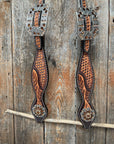 Brown Leaf Scalloped Champagne an Topaz One Ear Headstall 