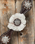 Dark Oil Basketweave White Browband/One Ear Tack Set with Witherstrap  