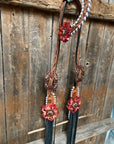 Light Oil Whipstitch Black and Red One Ear & Breastcollar Tack Set 
