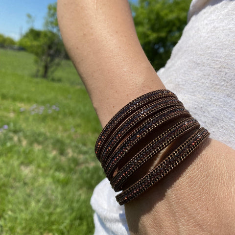 Brown Shimmer Fashion Leather Bracelet XI100