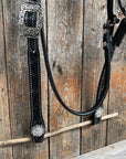 Black Browband Headstall / Bridle & Crystal Conchos 