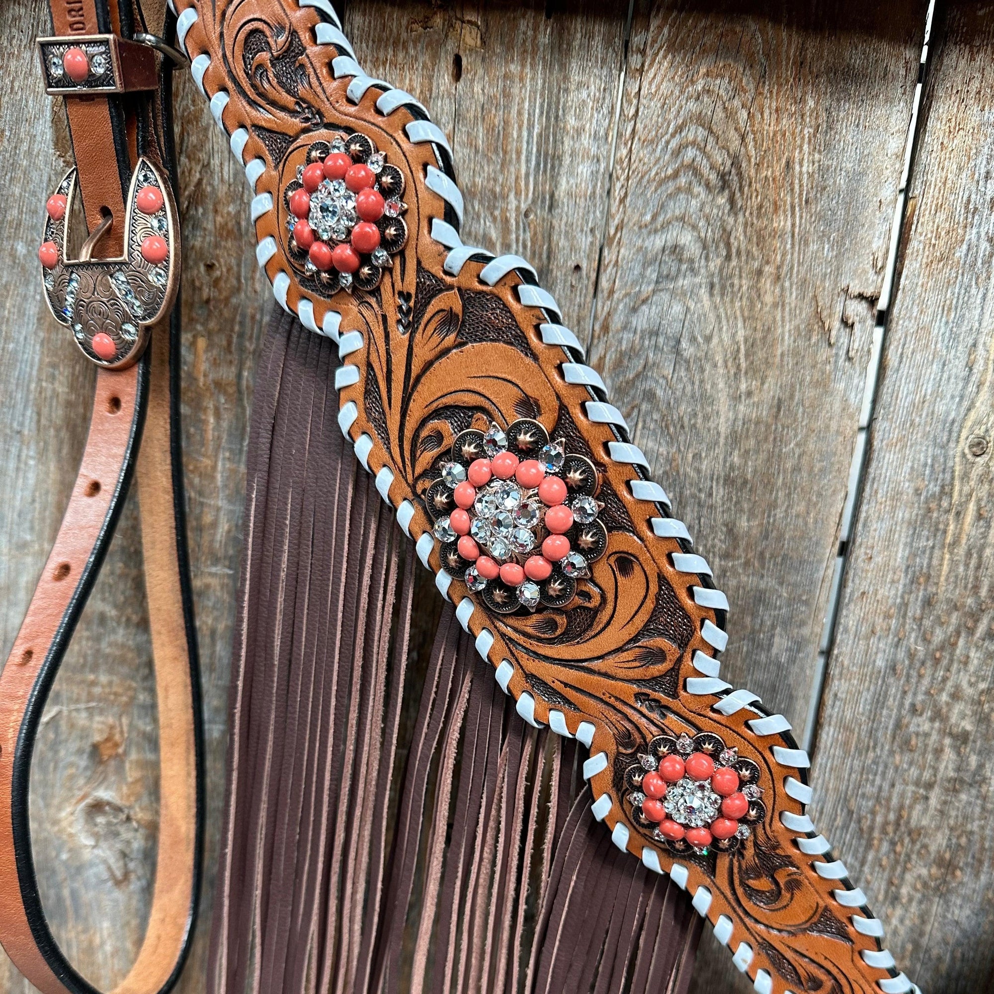 Whipstitch Coral and Clear One Ear/ Breastcollar Tack Set 