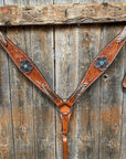 Light Oil Floral Tooled Feather and Flower Breastcollar